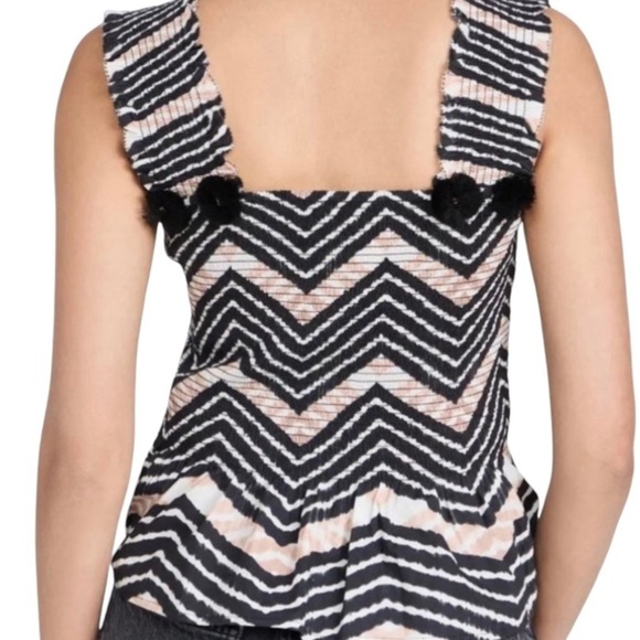 Figue Luella chevron tie dye tribal black/tan/cream shirred peplum top/vest xs - Picture 5 of 13